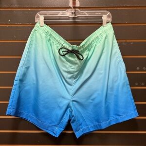 WXYZ Men’s Blue Green Gradient Swim Trunks Drawstring Size XL NWT